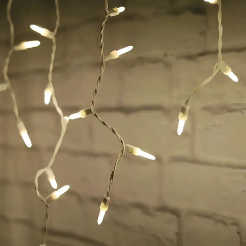 70 M5 Warm White LED Icicle Lights White Wire - Christmas Lights