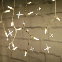 70 M5 Warm White Twinkle LED Icicle Lights, White Wire