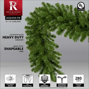 9' x 14" Sequoia Fir Garland, Unlit Christmas Decorations Wintergreen Corporation