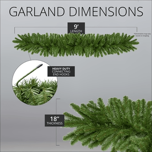 9' x 18" Sequoia Fir Garland, Unlit Christmas Decorations Wintergreen Corporation