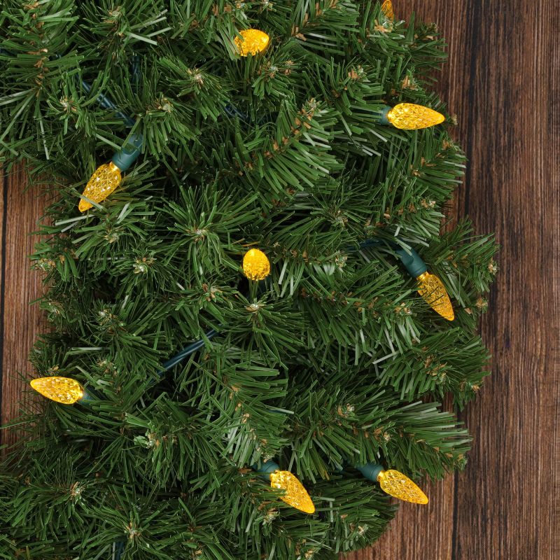 70 C6 Gold LED Christmas Lights, 4" Spacing