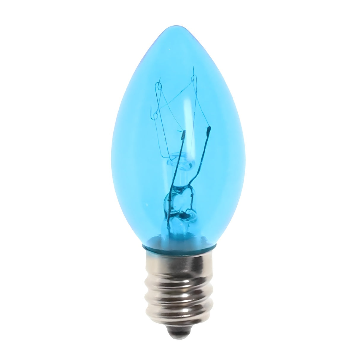 C7 Incandescent Christmas Light Bulbs, Blue, Transparent, Pack of 25 [CLOSEOUT] - The Christmas Light Emporium