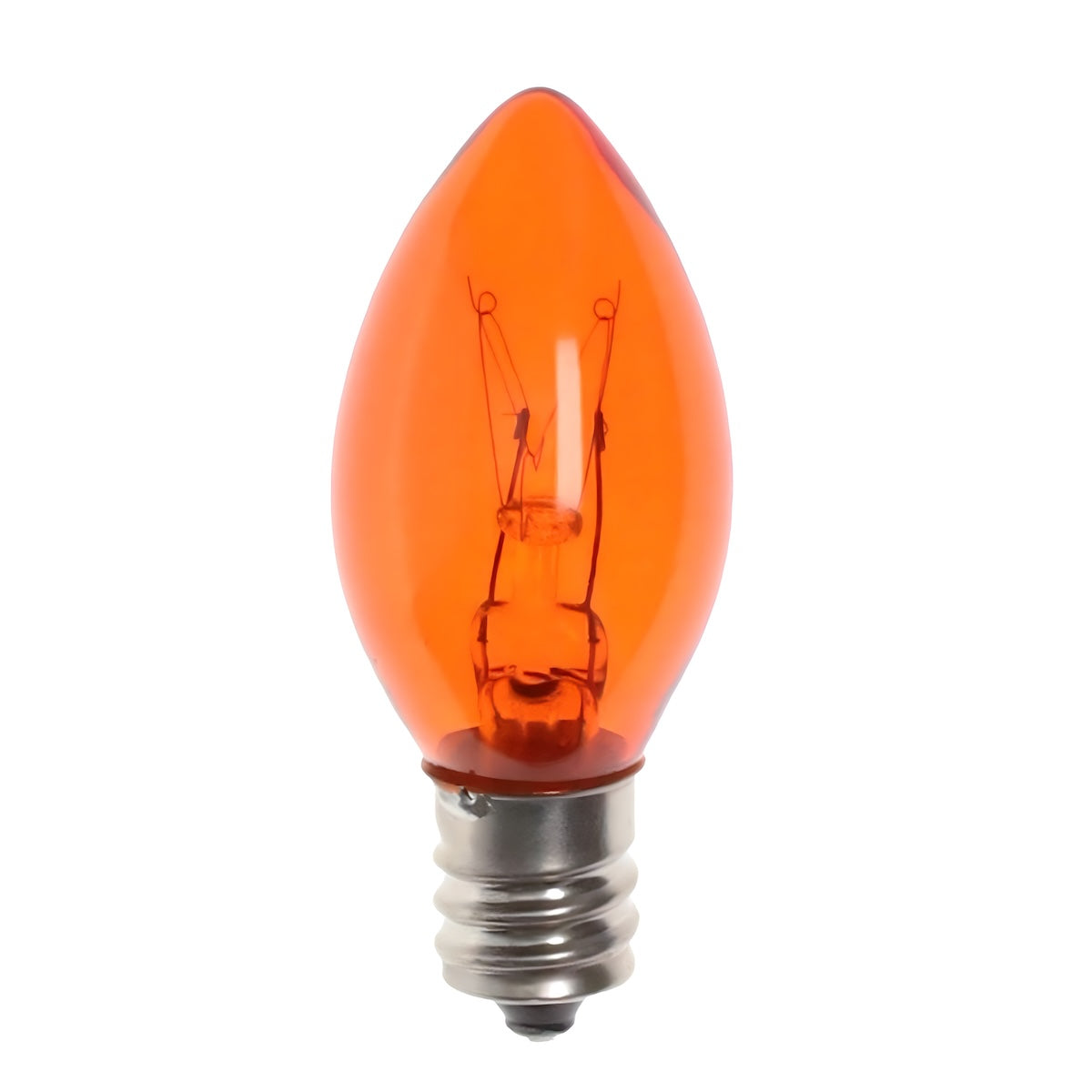 C7 Incandescent Christmas Light Bulbs, Orange, Transparent, Pack of 25 [CLOSEOUT] - The Christmas Light Emporium