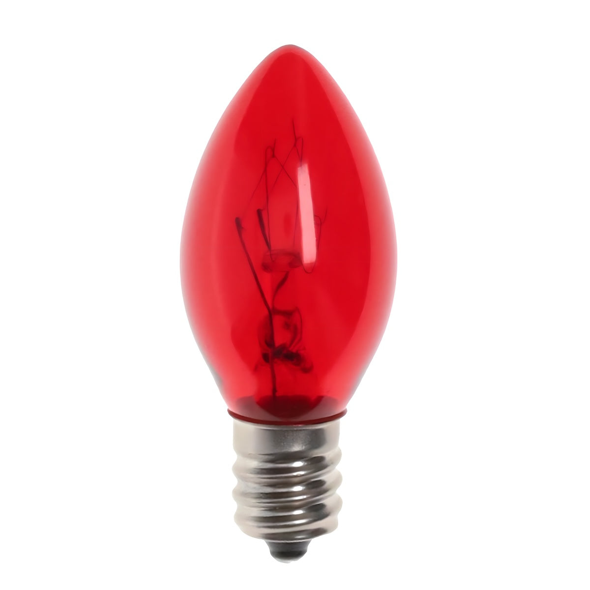 C7 Incandescent Christmas Light Bulbs, Red, Transparent, Pack of 25 [CLOSEOUT] - The Christmas Light Emporium