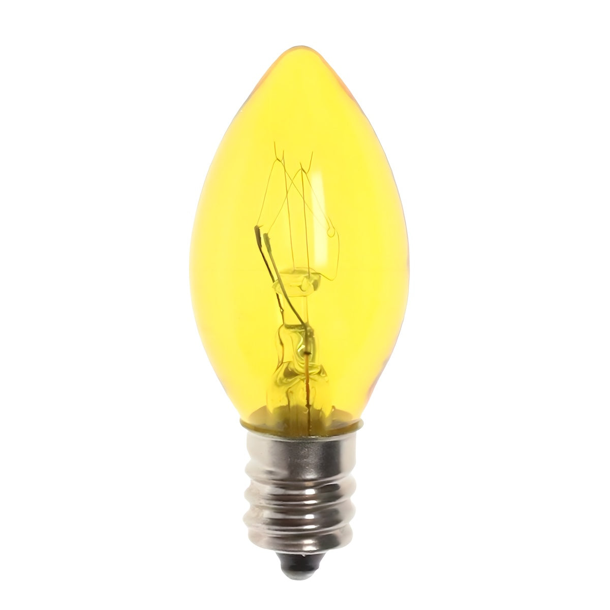 C7 Incandescent Christmas Light Bulbs, Yellow, Transparent, Pack of 25 [CLOSEOUT] - The Christmas Light Emporium