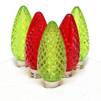 C9 ColorCraft® Humbug - Lime Green and Red Faceted ProCore® LED Christmas Light Bulbs