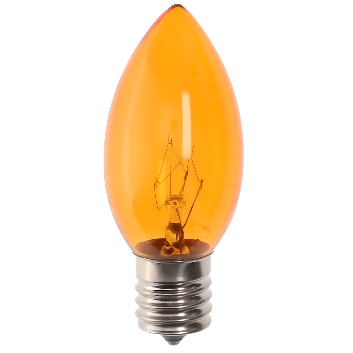 C9 Incandescent Christmas Light Bulbs, Orange, Transparent, Pack of 25 [CLOSEOUT] - The Christmas Light Emporium