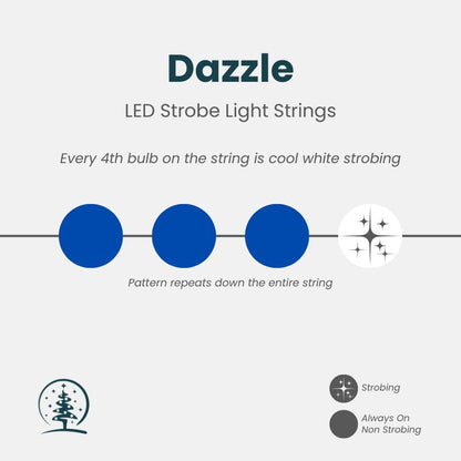 50 5mm Blue, Cool White Dazzle Strobing/Static LED Strobe Lights, 6" Spacing
