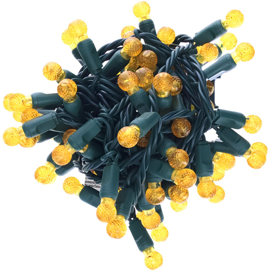 G12 Yellow / Gold LED Christmas Lights, 70 Bulbs, 4" Spacing