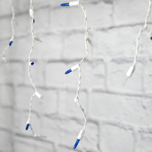 M5 Blue and Cool White LED Icicle Lights, 70 Bulbs, 7.5ft Long, White Wire