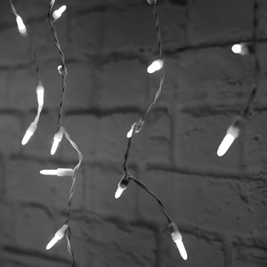 M5 Cool White LED Icicle Lights, 70 Bulbs, 7.5ft Long, White Wire