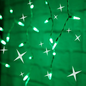 M5 LED Smooth Fade Green LED Icicle Lights, DreamSpark, 70 Bulbs, 7.5ft Long, White Wire