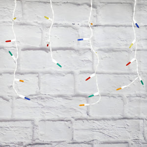 M5 Multicolor LED Icicle Lights, 70 Bulbs, 7.5ft Long, White Wire