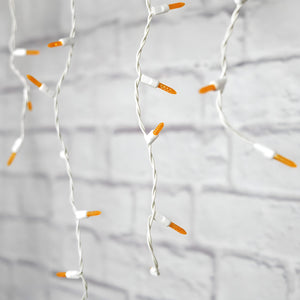 M5 Orange LED Icicle Lights, 70 Bulbs, 7.5ft Long, White Wire