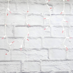 M5 Pink LED Icicle Lights, 70 Bulbs, 7.5ft Long, White Wire