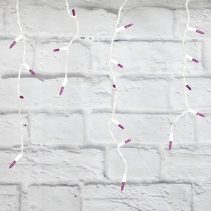 M5 Purple LED Icicle Lights, 70 Bulbs, 7.5ft Long, White Wire