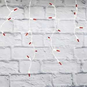 M5 Red LED Icicle Lights, 70 Bulbs, 7.5ft Long, White Wire