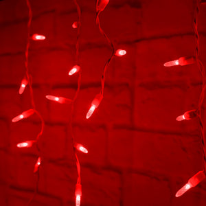 M5 Red LED Icicle Lights, 70 Bulbs, 7.5ft Long, White Wire