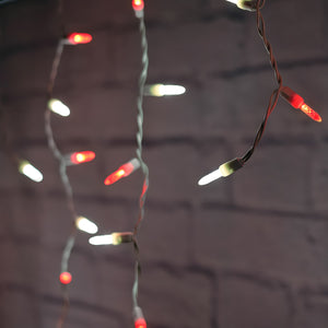 M5 Red and Cool White LED Icicle Lights, 70 Bulbs, 7.5ft Long, White Wire