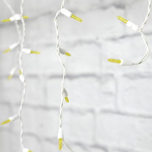 M5 Yellow LED Icicle Lights, 70 Bulbs, 7.5ft Long, White Wire