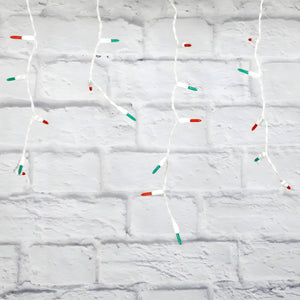 M5 Red and Green LED Icicle Lights, 70 Bulbs, 7.5ft Long, White Wire