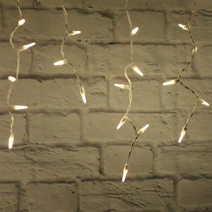 M5 Warm White LED Icicle Lights, 70 Bulbs, 7.5ft Long, White Wire