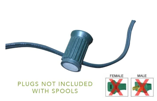 Lite-Netics C9 Magnetic Christmas Light Socket Spool, 250', 12: Spacing SPT1 Green Wire