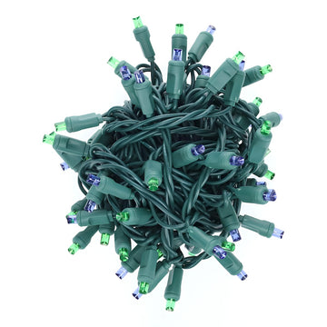 5mm Blue and Green LED Christmas Lights, 70 Bulbs, 4" Spacing