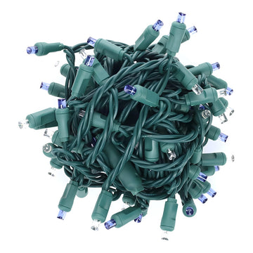 5mm Blue and Cool White LED Christmas Lights, 70 Bulbs, 4" Spacing