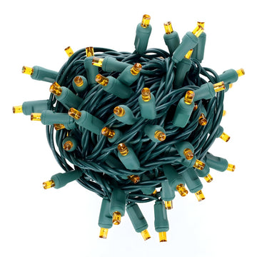 5mm Orange / Amber LED Christmas Lights, 70 Bulbs, 4" Spacing