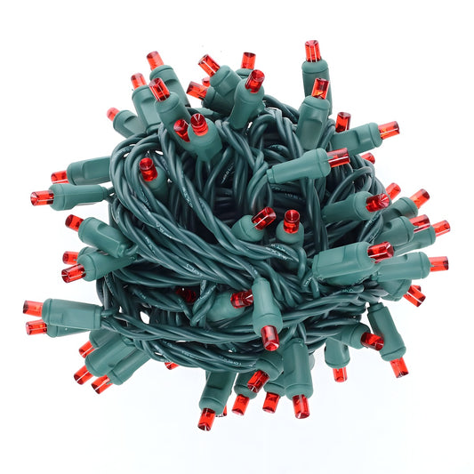 70 5mm Red LED Christmas Lights, 4" Spacing