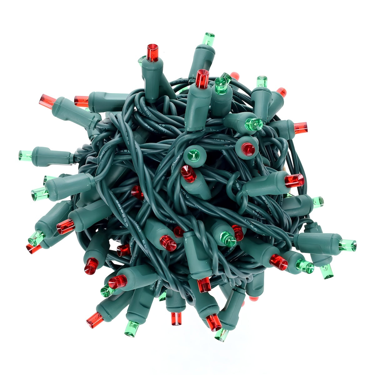 5mm Red and Green LED Christmas Lights, 70 Bulbs, 4" Spacing