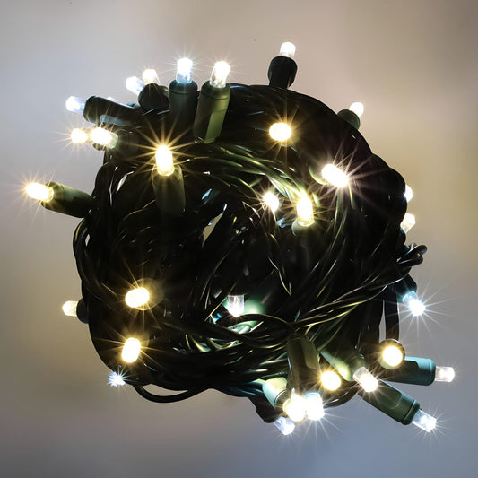 50 5mm  Champagne, 5mm Multicolor LED Christmas Lights, 6" Spacing