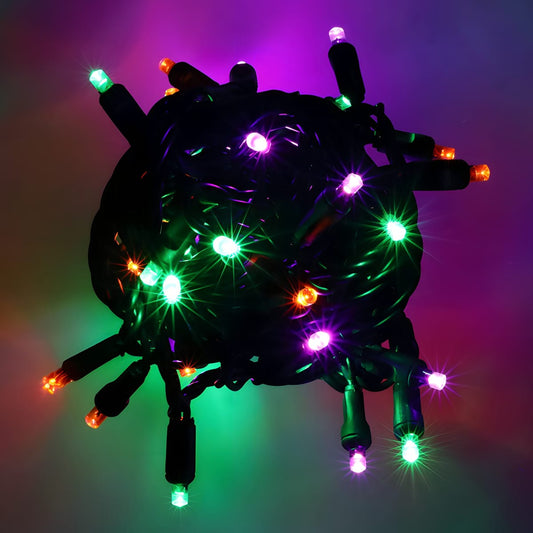 50 5mm ColorSplash Spooky, 5mm Multicolor LED Christmas Lights, 6" Spacing