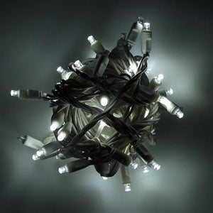 5mm LED Strobe Lights, QuadSpark, cool white Strobe Lights, Strobing/Static, 50 Bulbs, 6" Spacing, White Wire