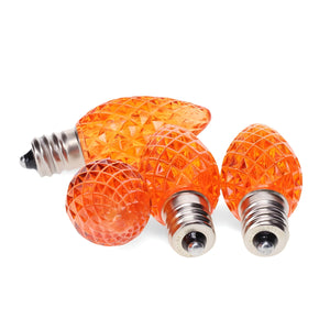 C7 Orange LED Christmas Light Bulbs, Faceted, Pack of 25