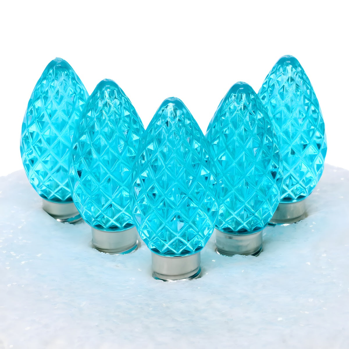 C7 Teal LED Christmas Light Bulbs, Faceted, Pack of 25