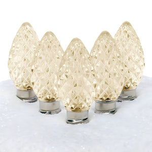 C7 Warm White  LED Christmas Light Bulbs, Faceted, Pack of 25