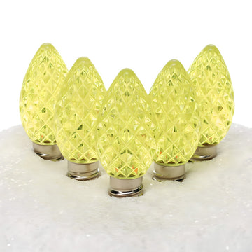 C7 Yellow / Gold LED Christmas Light Bulbs, Faceted, Pack of 25