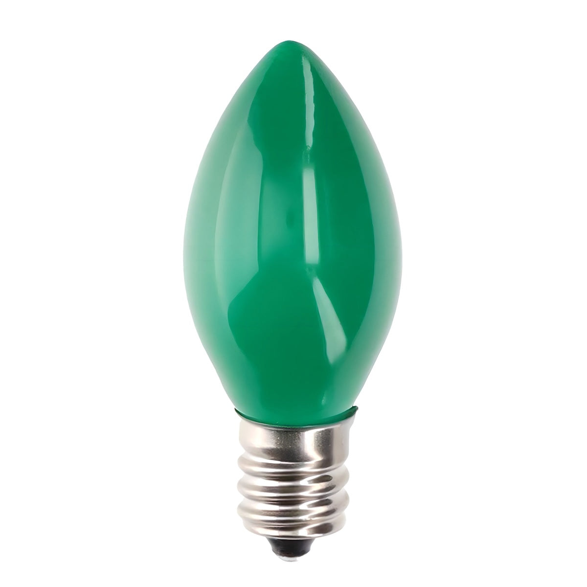 C7 Incandescent Christmas Light Bulbs, Green, Opaque, Pack of 25 [CLOSEOUT] - The Christmas Light Emporium