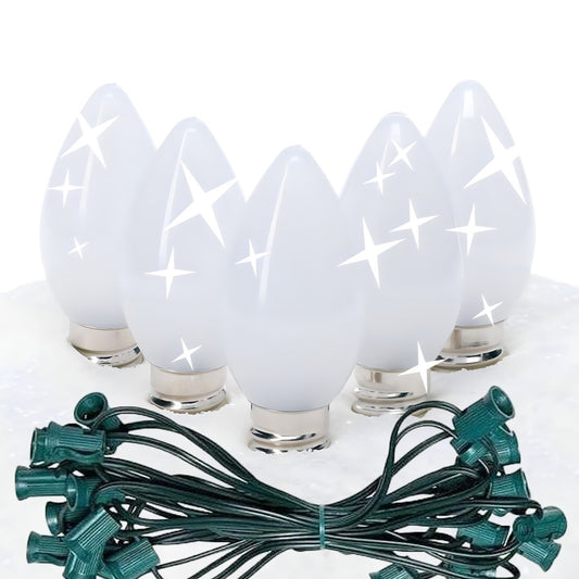 C7 Twinkle Cool White ProCore LED Christmas Light Bulb String Light Set, 25 Lights, 25'