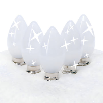 C7 Cool White  LED Christmas Light Bulbs, Opaque, Pack of 25, TWINKLE