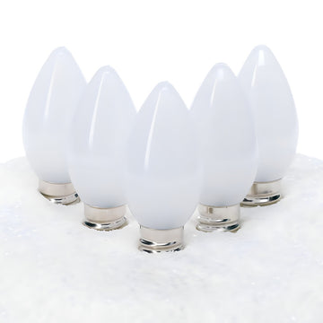 C7 Cool White  LED Christmas Light Bulbs, Opaque, Pack of 25