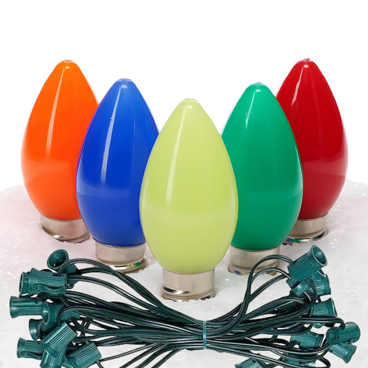 C7 Multicolor ProCore LED Christmas Light Bulb String Light Set, 25 Lights, 25'