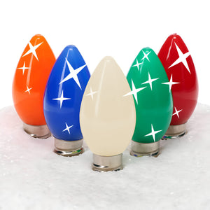 C7 Multicolor Opaque  LED Christmas Light Bulbs, Pack of 25, TWINKLE