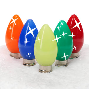 C7 Multicolor Opaque  LED Christmas Light Bulbs, Pack of 25, TWINKLE