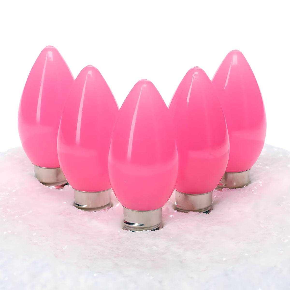 C7 Pink LED Christmas Light Bulbs, Opaque, Pack of 25