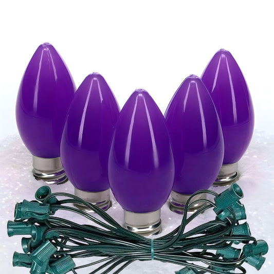 C7 Purple ProCore LED Christmas Light Bulb String Light Set, 25 Lights, 25'