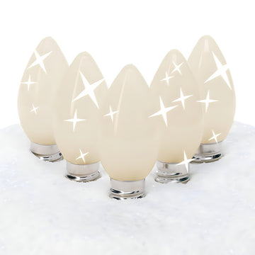 C7 Warm White  LED Christmas Light Bulbs, Opaque, Pack of 25, TWINKLE