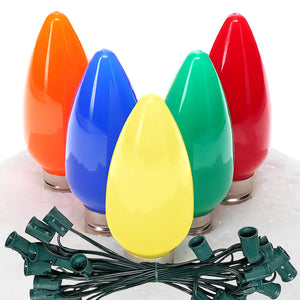 C9 Multicolor LED Christmas Light Bulb String Light Set, Opaque, 12" Spacing, String of 25